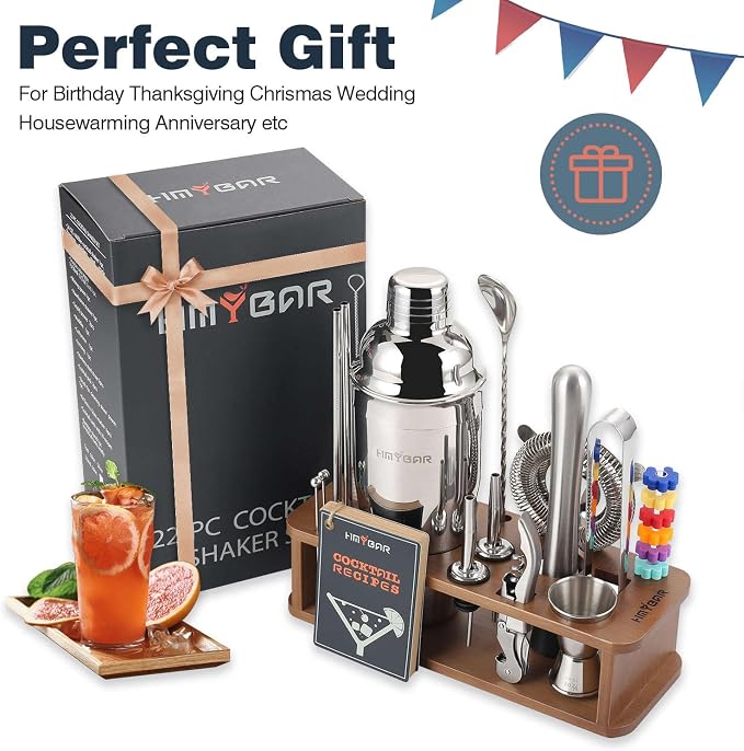 HMYBAR® 22-Piece Cocktail Shaker Set, Mixology Bartender Kit - Image 6