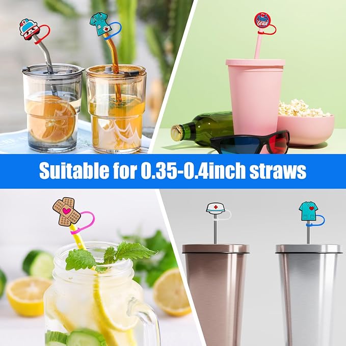 24 Pcs Nurse Straw Toppers, 9-10mm Silicone Nursing Straw Covers - Image 7