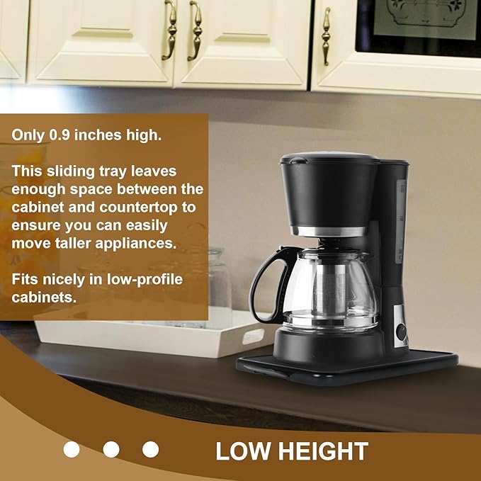 Kitchen Appliance Sliding Tray Coffee Maker Sliding Caddy with Rolling Wheels Under Cabinet Countertop Storage Organizer Moving Slider Extra Deep for Kitchenaid Stand Mixer Air Fryer Toaster Blender