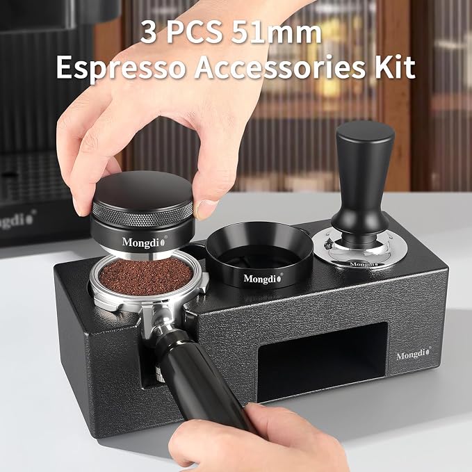 Mongdio 51mm Espresso Tamper, Espresso Accessories, Dosing Funnel and Coffee - Image 7