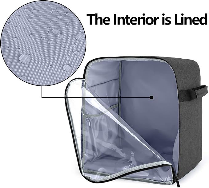Luxja Dust Cover Compatible with 6-8 Quart KitchenAid Mixers (with a Bottom Padding Pad), Dust Cover (Clear Front Panel) for Stand Mixers and Extra Accessories, Black (Patented Design)