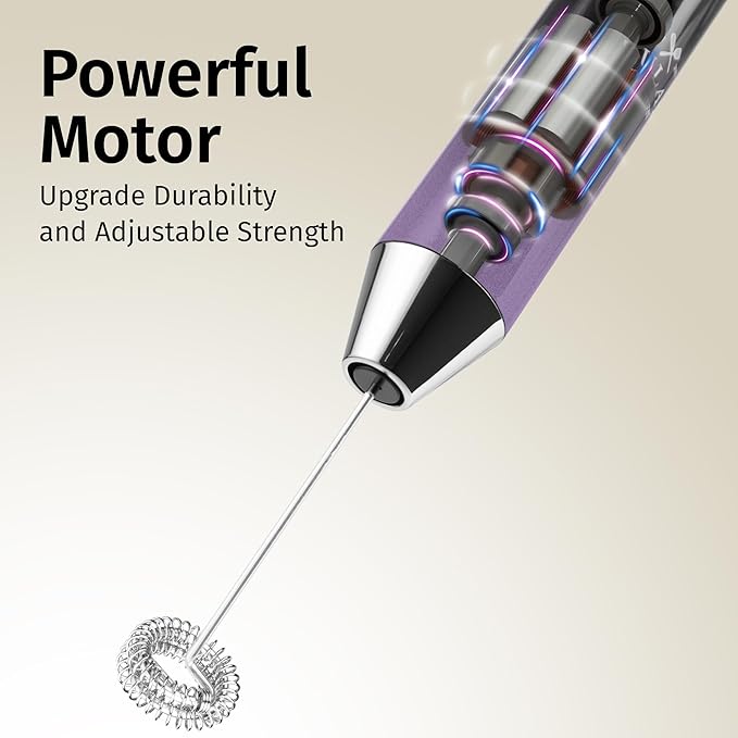 Zulay Kitchen Lux Rechargeable Milk Frother Handheld - Powerful 2-Speed Motor, Fully Waterproof, 2000mAh Battery - Drink Mixer For Latte, Cappuccino, Matcha, Protein Powder - Galaxy