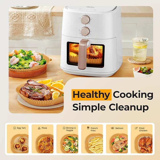 1000 Pcs Air Fryer Paper Liners, 8" Square Air Fryer Liners Disposable, Heavy-Duty Parchment Paper for 5-8 qt Airfryer Basket, Non-Stick & Grease-Proof Baking Liner for Oven Pan