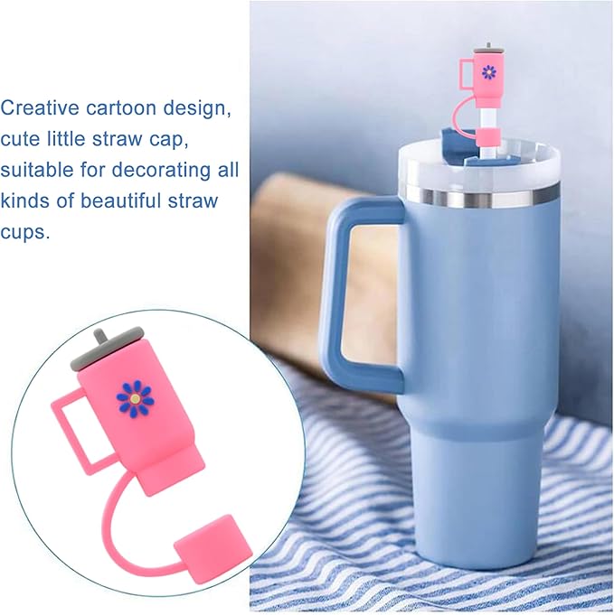 Straw Cover Cap for Stanley Cup,Straw Topper Compatible for 30&40 Oz Tumbler with Handle,10mm 0.4in Dust-Proof Reusable Straw Tips Lids,Straw Tip Covers for Christmas Gifts, (Meitesti-09012)