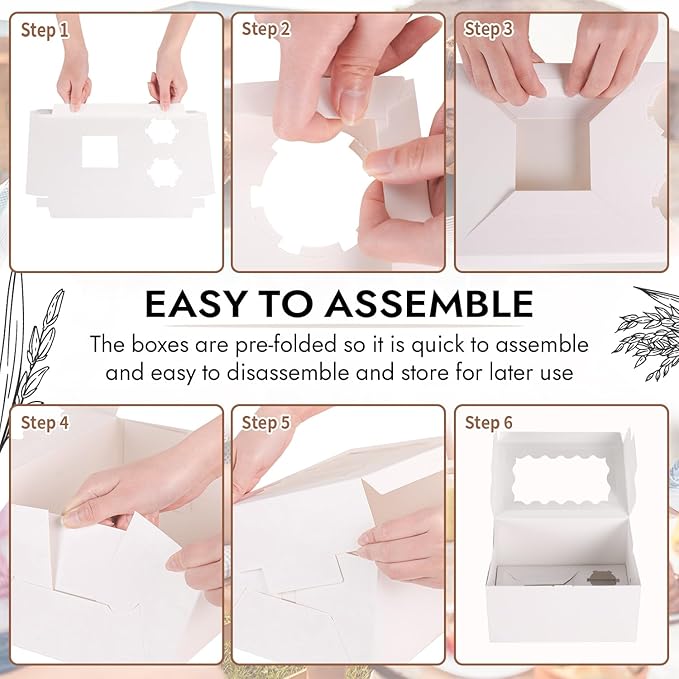 JCD 16 Packs Bento Cake and Cupcake Clear Lid with 2 Cupcake Holes - Cake and Cupcakes Boxes - Pastry Sweets Bento Box with Cupcake Insert for Family Birthday Party Mother's day(1+2/16Pcs)