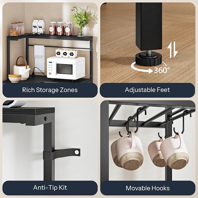 HOOBRO L-Shaped Bakers Rack - Image 9
