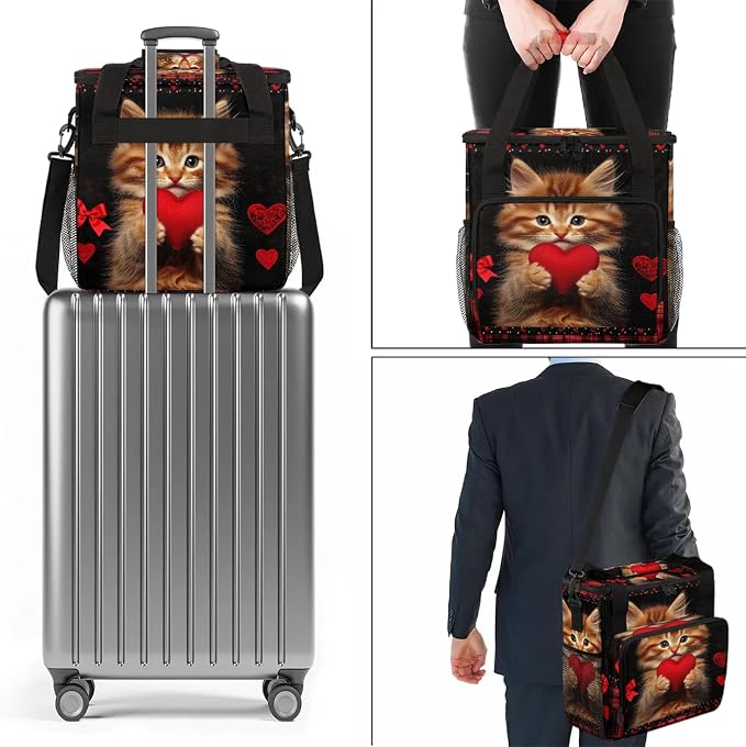 Cat Heart Coffee Maker Carring Bag, Large Insulated Storage Organizer Case Tote - Image 7