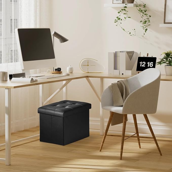 Bsketa 2PC Storage Ottoman, Folding Foot Stool - Image 6
