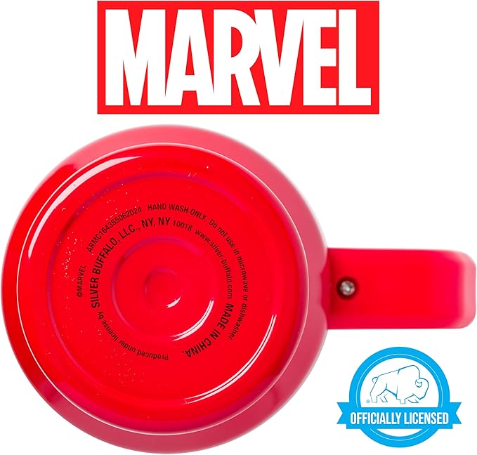 Silver Buffalo Marvel Avengers Stainless Steel Tumbler with Handle and Straw Featuring Captain America, Thor, Hulk, Iron Man, Black Widow, and Spiderman, Fits in Standard Cup Holder, 40 Ounces