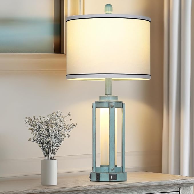 Industrial Farmhouse Table Lamp, Nightstand Metal Lamp - Image 8