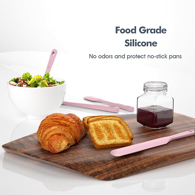 5 Pieces Silicone Spatula Set, Food Grade Rubber Spatula, Upgrade Strong Handle with Ergonomic Grip, Heat Resistant Up to 600°F for Nonstick Cookware, Cooking Candy Series