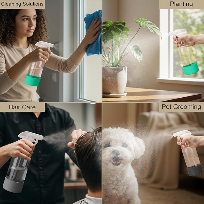 Glass Spray Bottles with Silicone Sleeve 16.9oz 2 Pack Empty Spray Bottle - Image 7