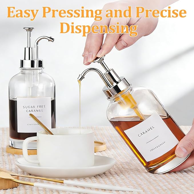 Coffee Syrup Dispenser Coffee Bar Accessories 16.9 oz Syrup Dispenser - Image 9