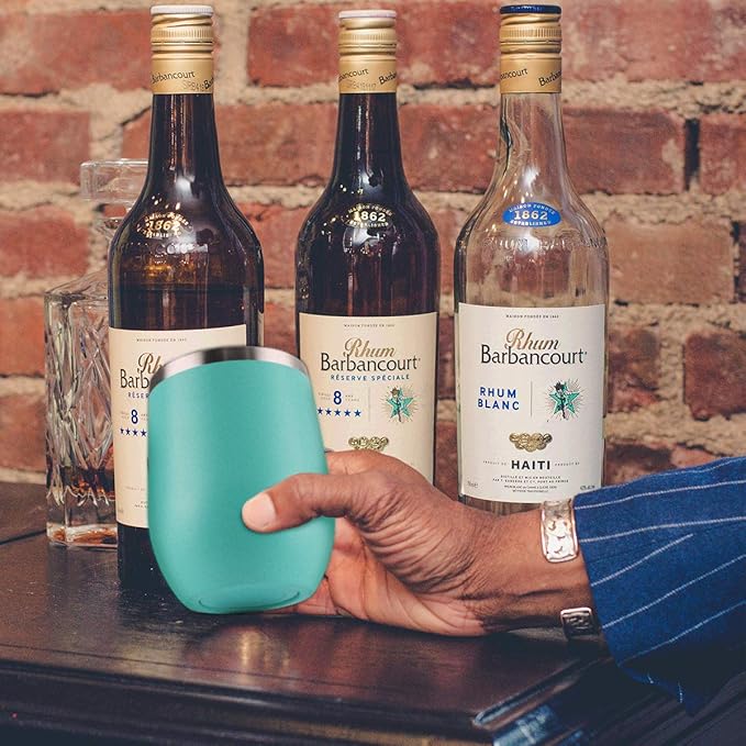 HASLE OUTFITTERS 12oz Wine Tumbler with Lid Stemless Wine Glasses Double Wall Vacuum Travel Mugs stainless steel Coffee Cup for Cold & Hot Drinks Wine Coffee Cocktails Beer 6 Pack Light Blue