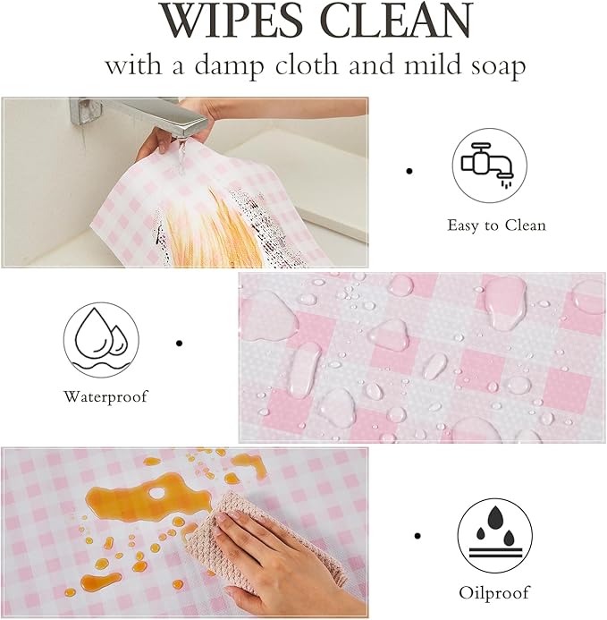 Beautysaid Shelf and Drawer Liner for Kitchen Cabinet, Non Adhesive Non Slip Shelf Paper Waterproof Washable Thickened for Dresser Pantry Shelve Bathroom Protector Liner(Pink Checkered,12 in x 10 FT)