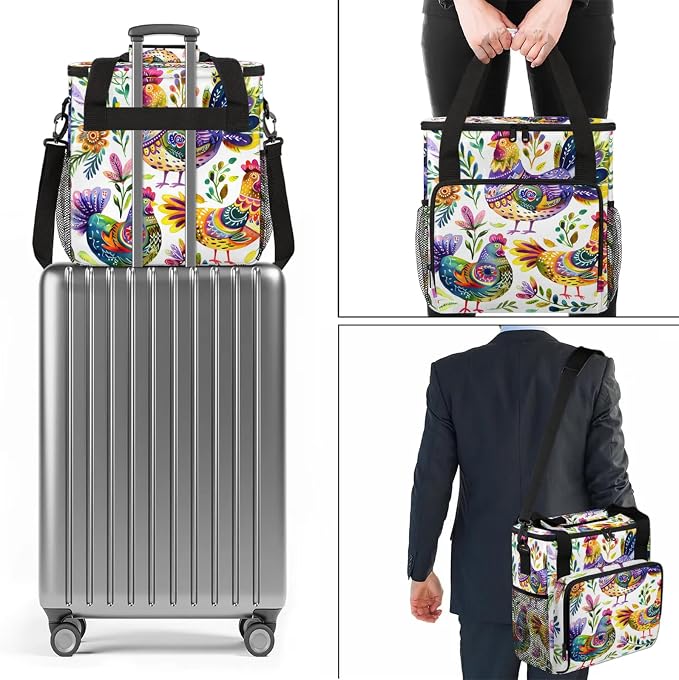 Farmhouse Chicken Rooster Coffee Maker Carring Bag, Large Insulated Storage - Image 7