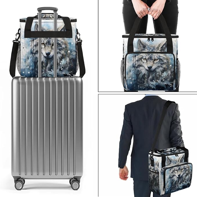 Cool Wolf Coffee Maker Carring Bag, Large Insulated Storage Organizer Case Tote - Image 7