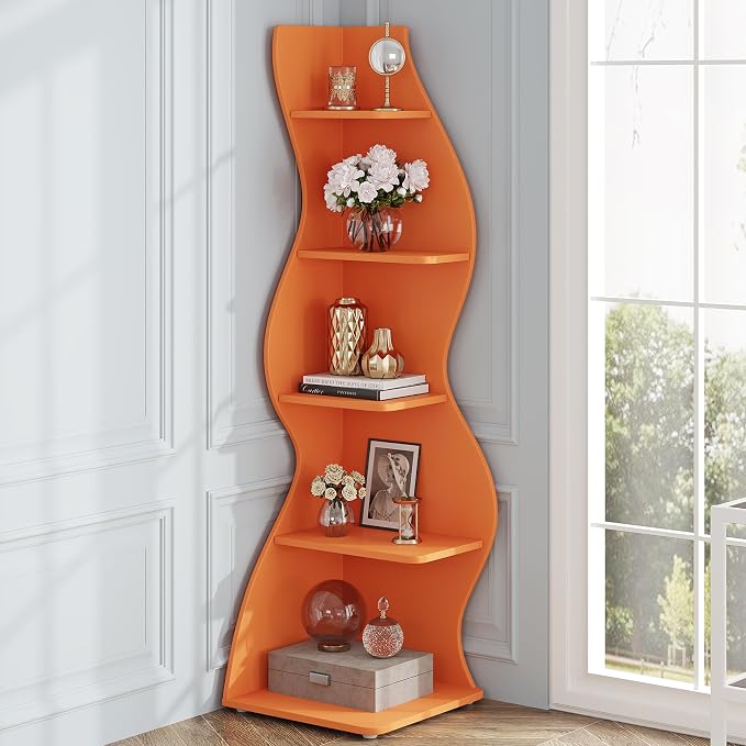 Tribesigns Corner Shelf, Modern 5-Tier Wall Corner Bookshelf, Stylish Corner - Image 7