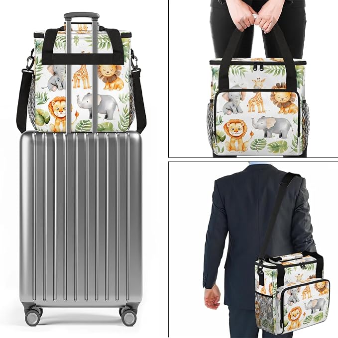 Tropical Rainfore Elephant Giraffe Lion Coffee Maker Carring Bag, Large - Image 7