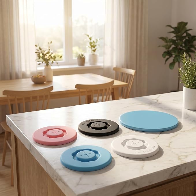 4 Pack Silicone Cup Lids, Reusable Drink Covers - Image 7