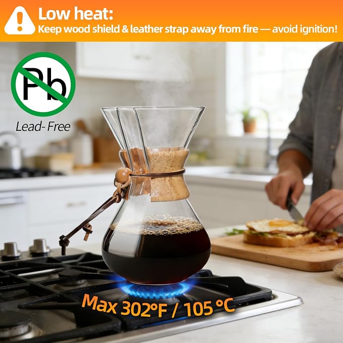 Pour Over Coffee Maker 34 OZ, 10 Cup Borosilicate Glass Drip Coffee Maker - Image 9