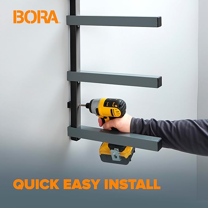 Bora Portamate Wood Organizer and Lumber Storage Metal Rack with 6-Level Wall Mount – Indoor and Outdoor Use, PBR-006B