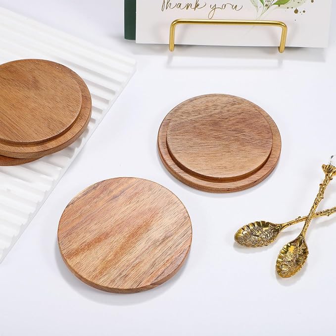 4-Pack Reusable Wooden Mug Lids 3.54 Inch Round Cup Covers - Image 9