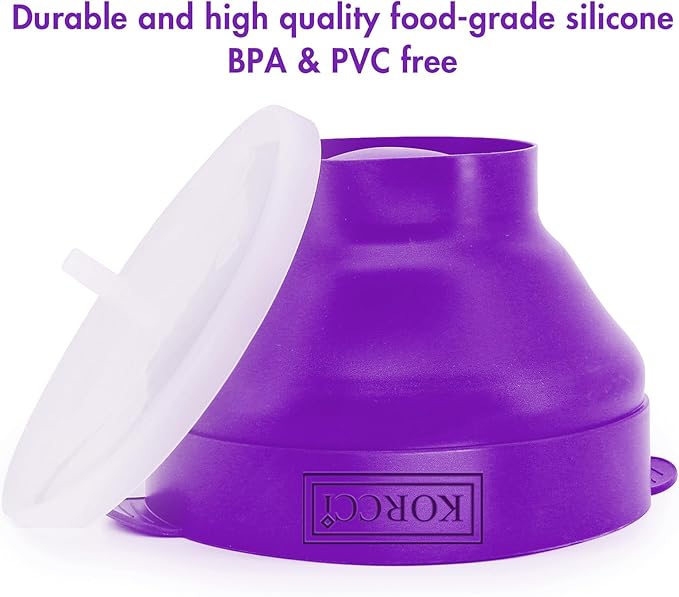 The Original Korcci Microwaveable Silicone Popcorn Popper, Microwave Popcorn Popper, Collapsible Microwave Popcorn Maker Bowl, No Oil Needed, Use In Microwave, Dishwasher Safe (Purple)