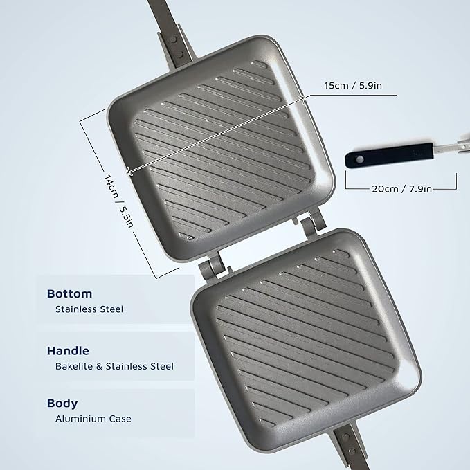 Breakfast Sandwich Maker Grill Press, Grilled Cheese Maker Panini Press Sandwich Toaster Presser - Stove Top Nonstick by Jean Patrique (Silver)