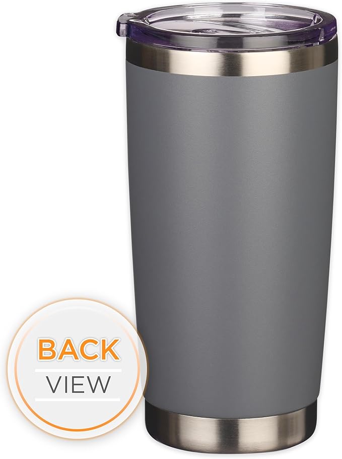 Christian Art Gifts Stainless Steel Double Wall Vacuum Insulated Travel Mug 18 oz Gray Bible Verse Tumbler with Retractable Lid for Men & Women - Walk by Faith - 2 Corinthian 5:7