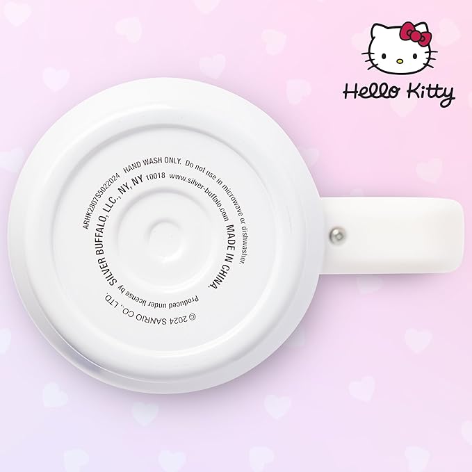 Silver Buffalo Sanrio Hello Kitty Halloween Spooky Skeleton Costume Stainless Steel Tumbler with Handle and Straw, Fits in Standard Cup Holder, 40 Ounces