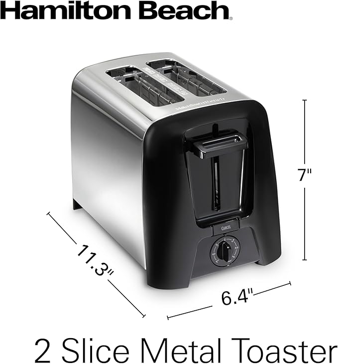 Hamilton Beach 2 Slice Toaster with Extra Wide Slots, Shade Selector, Auto-Shutoff, Cancel Button and Toast Boost, Black