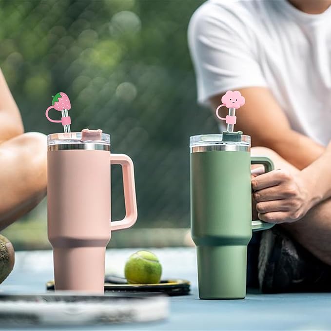 7Pc Straw Cover for Stanley Cup, Silicone Straw Topper for Stanley Cup 30&40oz with Tumblers, 10mm 0.4in Lid Accessories (Reusable)