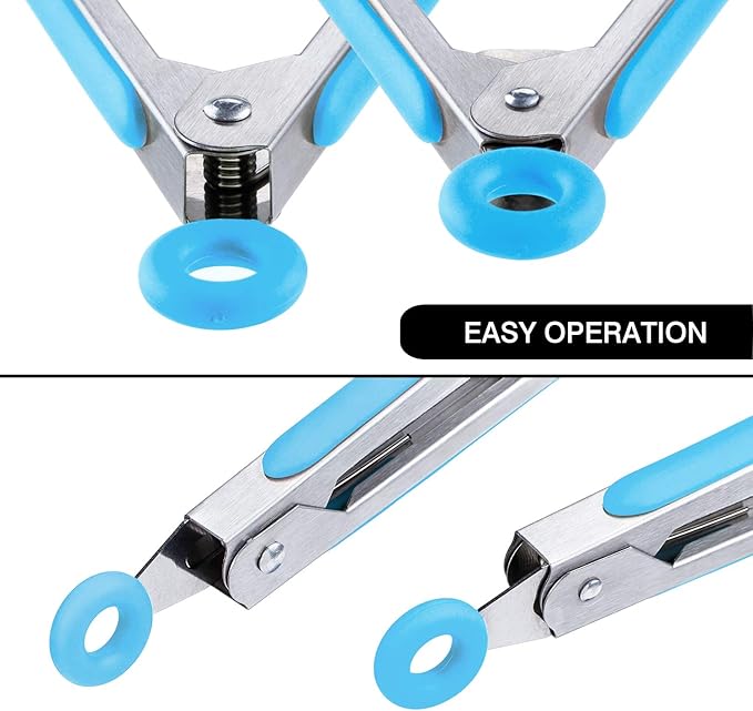 MSY BIGSUNNY Kitchen Food Tongs - 7" Mini Silicone Serving Tongs - Set of 3 (Blue)