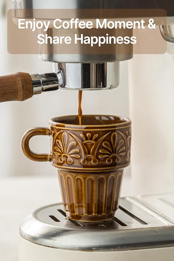 Ceramic Coffee Mug, Stackable Mug 3.3 OZ Coffee Mugs, Espresso Cups, Mugs Set - Image 8