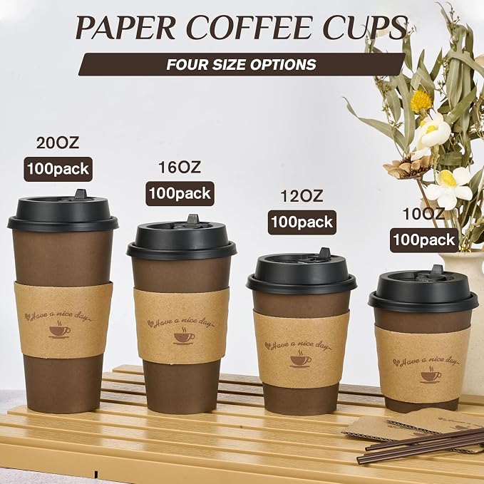 LITOPAK 100 Pack 10 oz Paper Coffee Cups - Image 7