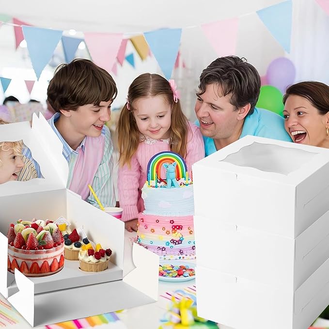 10 pcs Cake Cupcake Combo Boxes with Clear Window and Cupcake Insert Fit 5 Cupcakes and 1 Mini Cake for Partry. (White, 1+5(10Pack))