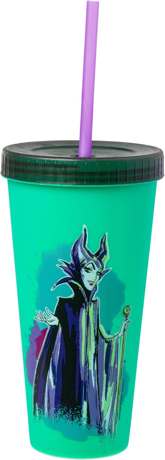 Silver Buffalo Disney Villains 4 pack Color Change Plastic Tumbler Featuring The Evil Queen, Cruella De Vil, Ursula, and Maleficent, 24 Ounces