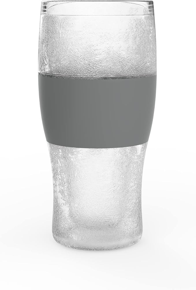 Host Freeze Beer Glasses, Frozen Beer Mugs, Freezable Pint Glass Set, Insulated Beer Glass to Keep Your Drinks Cold, Double Walled Insulated, 16oz, Grey