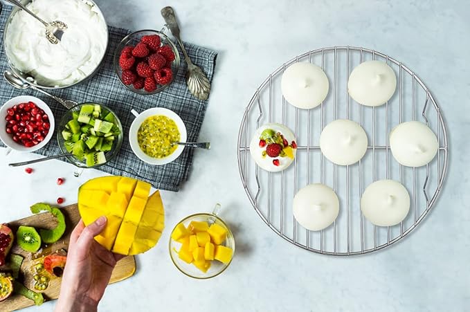 P&P CHEF Round Cooking Rack, 3 Pcs Stainless Steel Baking Cooling Steaming Grilling Rack, Fits Air Fryer/Stockpot/Pressure Cooker/Round Cake Pan, Oven & Dishwasher Safe (7.5 Inch)