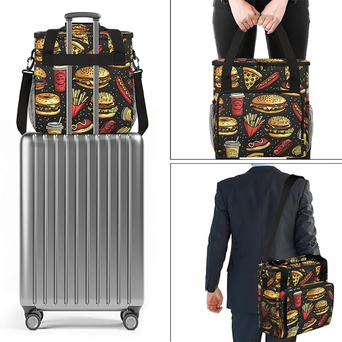 Delicious Fastfood Coffee Maker Travel Bag, Food Pizza Chips Hot Dog Insulated - Image 7