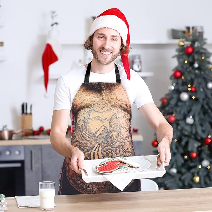 Funny Men Cooking Grilling Aprons Muscles Guy BBQ Funny Gag Gifts for Christmas, White Elephant Gift Exchange (Muscleman, One Size)