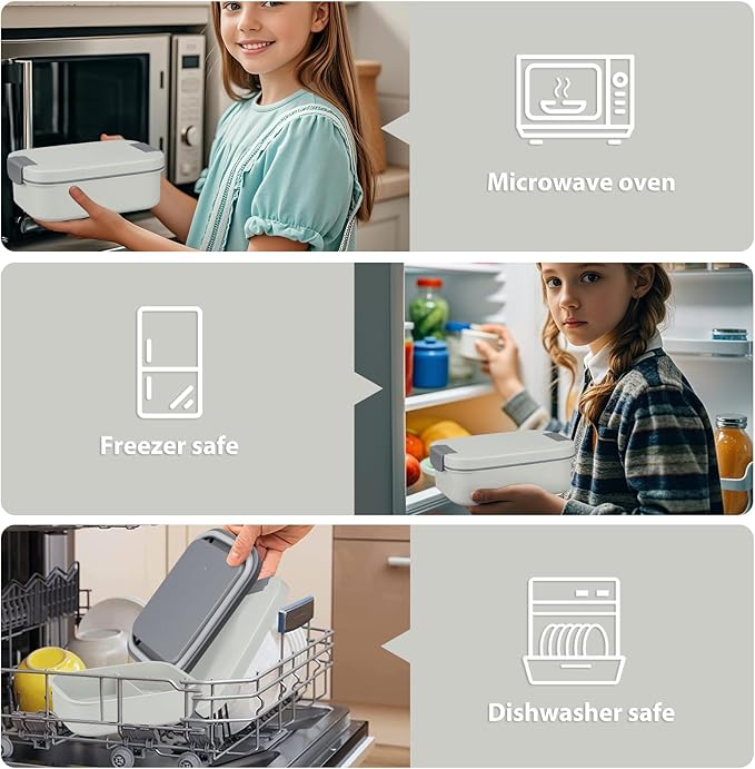 Large Bento Lunch Box Set for Adults Kids Women with 10.5oz Soup Thermo,Coffee Tumblers Men Girls Boys Teenagers Leak-Proof Lunch Food Containers with Lunch Bag