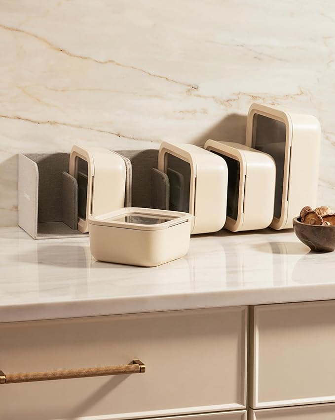 Caraway 13pc Glass Food Storage Container Set - Easy to Store, Non Toxic Lunch Box - with Glass Lids - Includes Storage Organizer - Sage