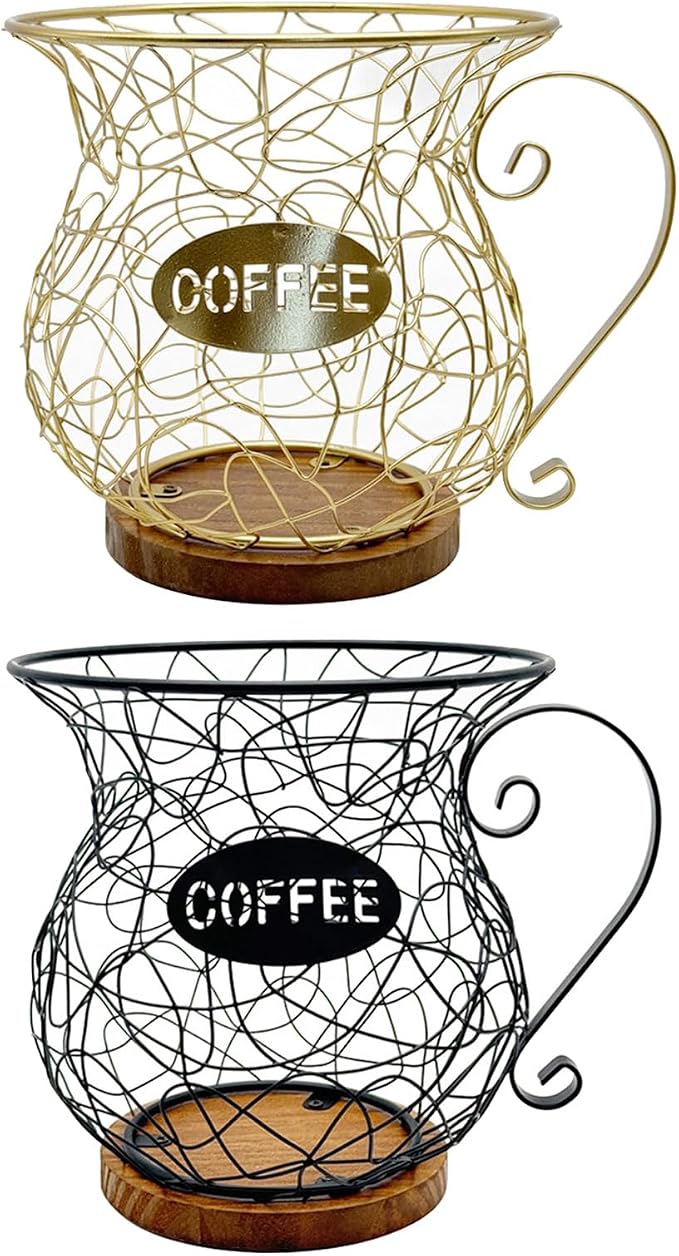 Storage Basket, Iron and Wood Organization Rack, Kitchen Countertop - Image 9