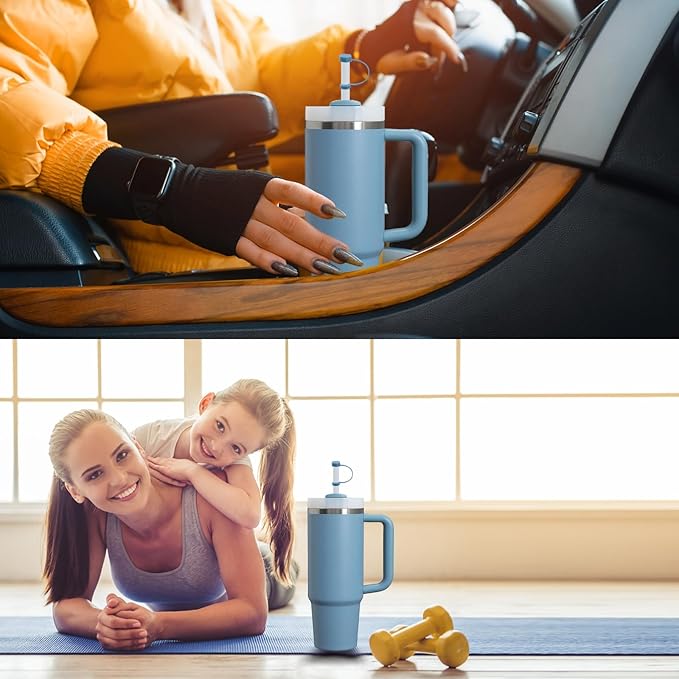 Silicone Spill Stopper Set Compatible with Stanley Cup 2.0 30oz & 40oz with Straw Cover, Set of 4