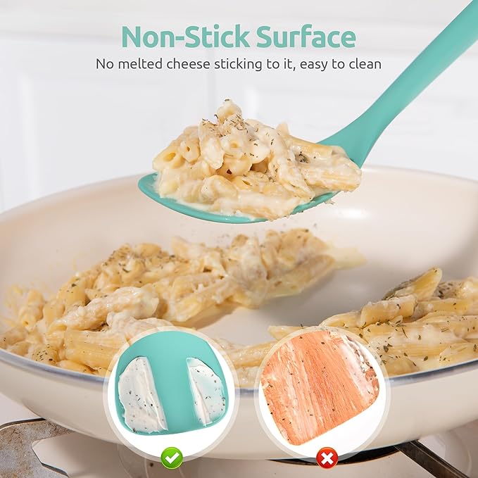 U-Taste 600ºF Heat Resistant Wok Spatula: 13.76" Long, 3.63" Wide Silicone Cooking Utensils with Flexible Edge & Sturdy Core, for Kitchen Stir Fry, Serving, Scoop, Non-Stick Pan, Cast Iron (Aqua Sky)