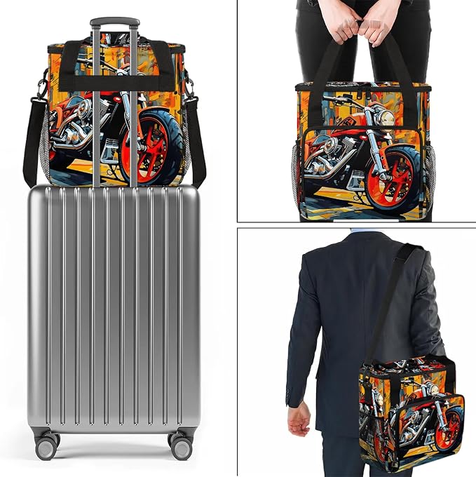 Cool Motorcycle Coffee Maker Carring Bag, Large Insulated Storage Organizer - Image 7