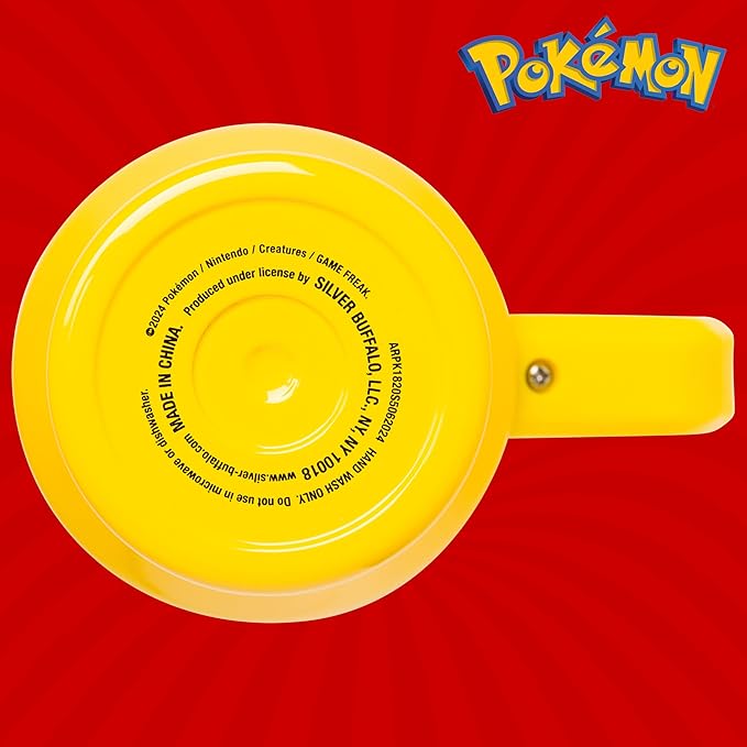 Silver Buffalo Pokémon Lightning Stainless Steel Tumbler with Handle Featuring Pikachu, Fits in Standard Cup Holder, 40 Ounces