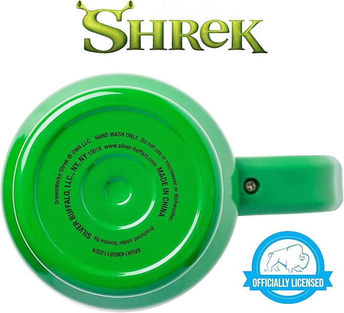Silver Buffalo Shrek Beware Ogre Stainless Steel Tumbler with Handle and Straw, Fits in Standard Cup Holder, 40 Ounces